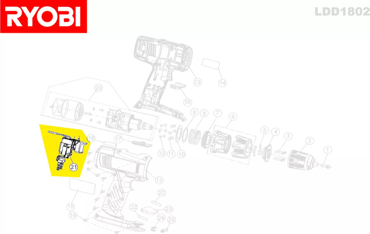 interrupteur variateur réf. 5131000504 Ryobi